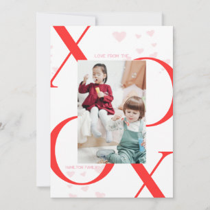 XOXO 3 Foto Valentinstag Card in Rot und Weiß Einladung