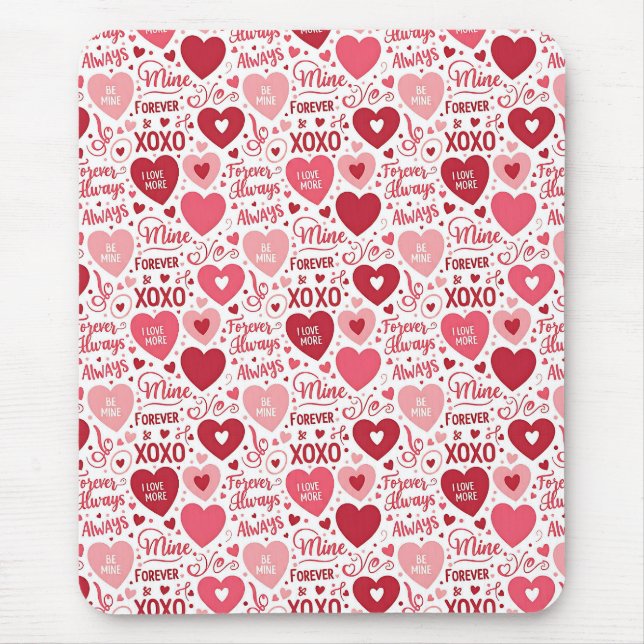 XOXO & Always Be Mine Pink Red Mousepad (Vorne)