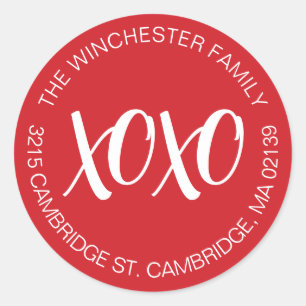 XOXO-Ansprache des roten weißen Valentintags Runder Aufkleber