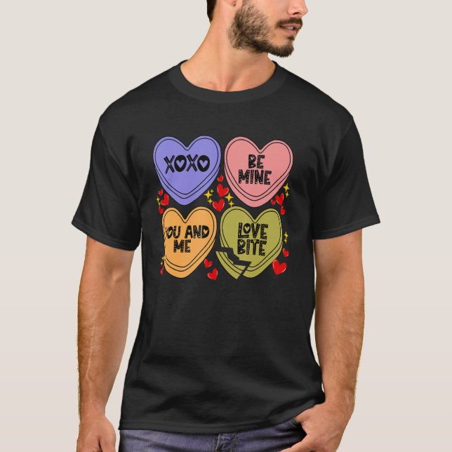 Xoxo be meine Liebe beißen Sie und mich Candy Herz T-Shirt (Vorderseite)