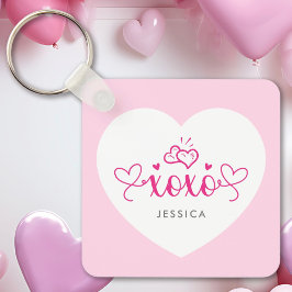 XOXO Benutzerdefiniertes Foto Niedliche rosa Herze Schlüsselanhänger