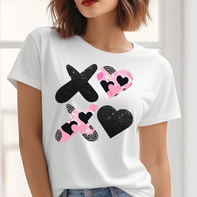 Xoxo Black and Pink Valentinstag T - Shirt (Von Creator hochgeladen)