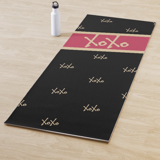 XOXO Black Hot Pink Gold Typografie Niedlich Yogamatte (Beispiel)
