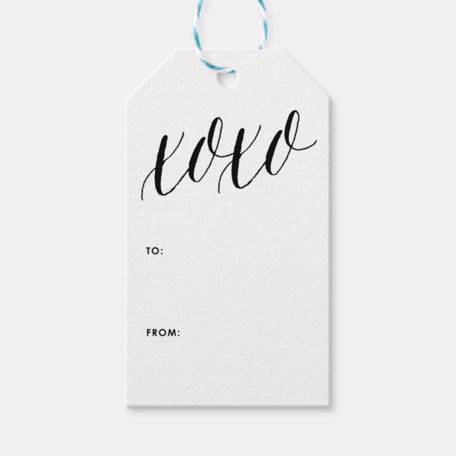XOXO | Black Modern Calligraphy Gift Tag Geschenkanhänger (Vorderseite)