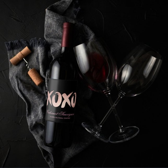 XOXO Blush Pink | Chic Brushstroke Custom Keepake Weinetikett (Von Creator hochgeladen)