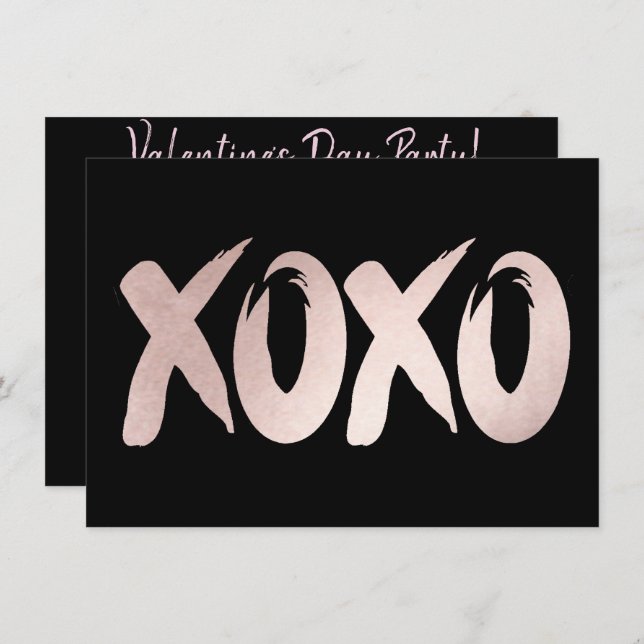 XOXO Blush Pink | Chic Brushstroke Valentinstag Einladung (Vorne/Hinten)
