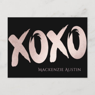 XOXO Blush Pink   Handbuchstaben Pinselstrich Postkarte
