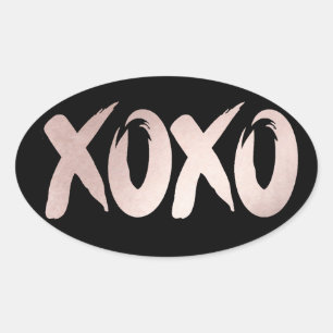 XOXO Blush Pink Handgeschriebenes Pinselskript Ovaler Aufkleber