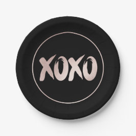 XOXO Blush Pink | Handgeschriebenes Pinselskript Pappteller