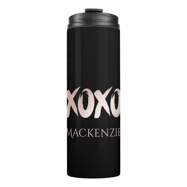 XOXO Blush Pink | Handgeschriebenes Pinselskript Thermosbecher (Vorderseite)