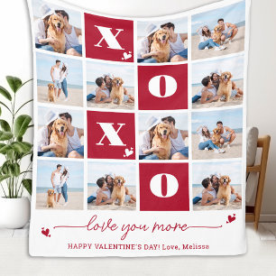 XOXO Bold Modern 4 Foto Collage Valentinstag Fleecedecke