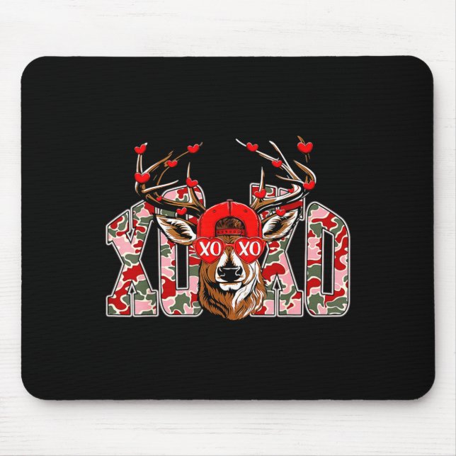 Xoxo Camo Buck Deer Hunting Valentine's Day Boys K Mousepad (Vorne)