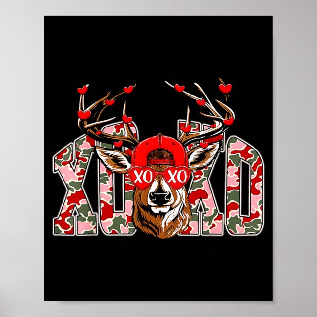 Xoxo Camo Buck Deer Hunting Valentine's Day Boys K Poster (Vorne)