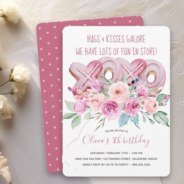 XOXO Cookies und Blume Mädchen Einladung zum Gebur (XOXO Cookies and Flowers Girls Birthday Invitation - order printed or as printable download)
