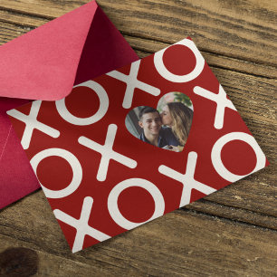 XOXO Crimson Red Foto Herz Liebe Feiertagskarte