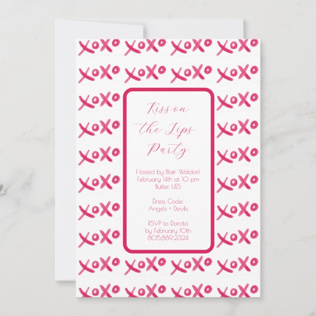 XOXO-Einladung handgemalt Einladung (Vorderseite)