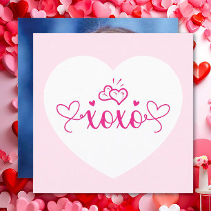 XOXO Eleganter Script Rosa Herz Valentinstag Feiertagskarte