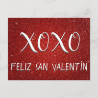 XOXO Feliz San Valentín Roter Sparkle und Glitzer