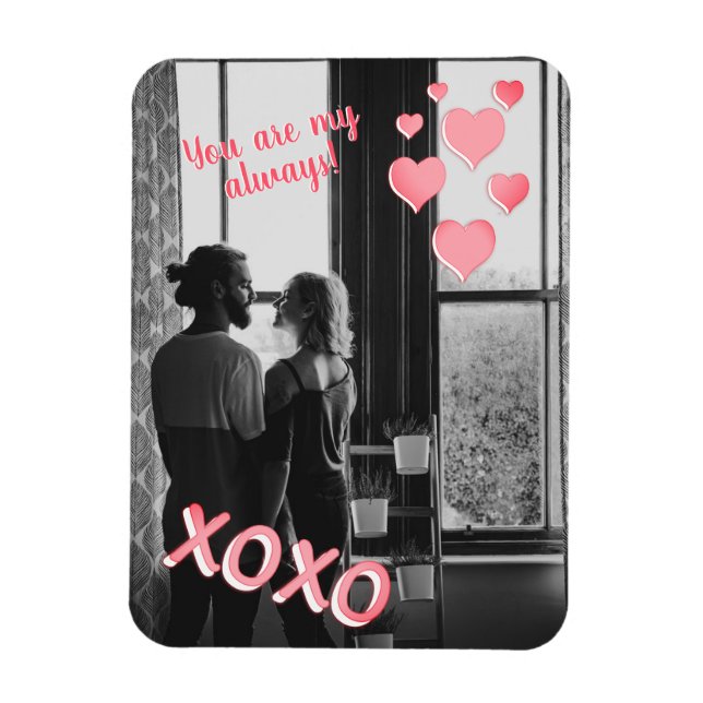 XOXO Foto Rosa Herzen Romantischer Valentinstag Magnet (Vertikal)