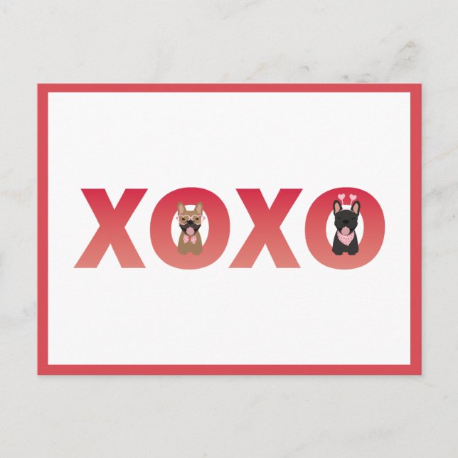 XOXO French Bulldogs Postkarte (Vorderseite)