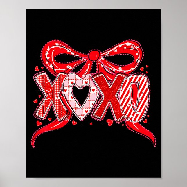 Xoxo Funny Valentines Day Love Coquette Bow Checke Poster (Vorne)