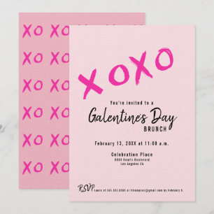 XOXO Galentine’s Day Girls Brunch Rosa Modern Einladung