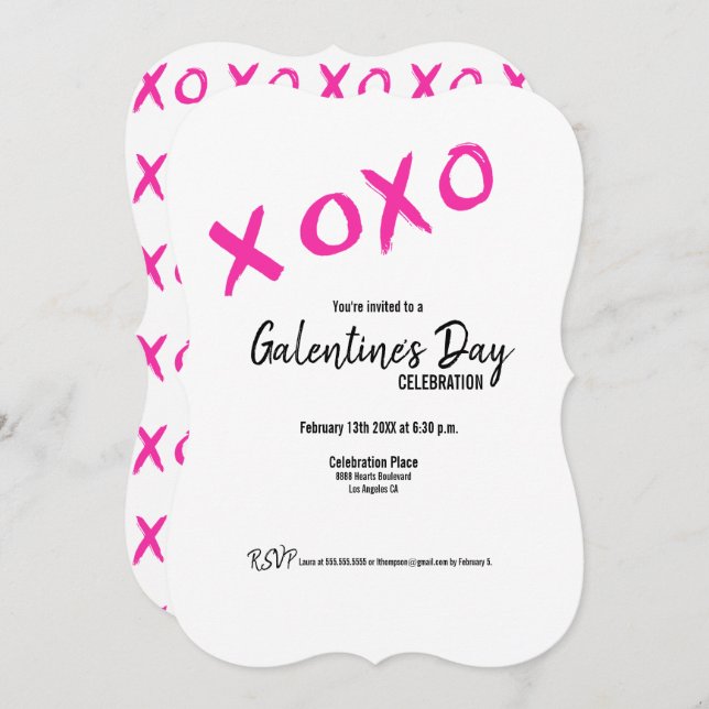 XOXO Galentine's Day Friends Valentines Party Einladung (Vorne/Hinten)