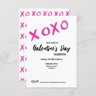 XOXO Galentine's Day PINK WHITE Valentines Party Einladung