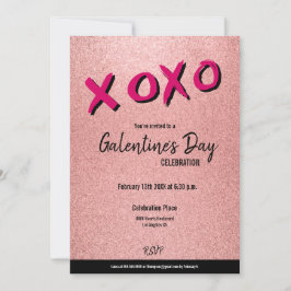 XOXO Galentine's Day Rose Gold Valentines Party Einladung