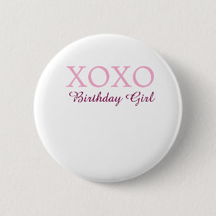 Xoxo Geburtstagsmädchen Name rosa mauve einfach Li Button