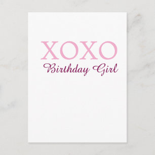 Xoxo Geburtstagsmädchen Name rosa mauve einfach Li Postkarte