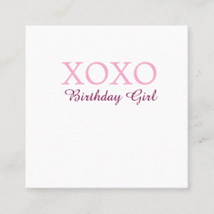 Xoxo Geburtstagsmädchen Name rosa mauve einfach Li Quadratische Visitenkarte