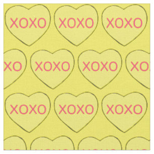 XOXO Gelbes Süßes Herz Valentinstag Pastel Stoff