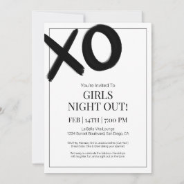 XOXO Girls Night Out Black Bestie Galentine Party Einladung