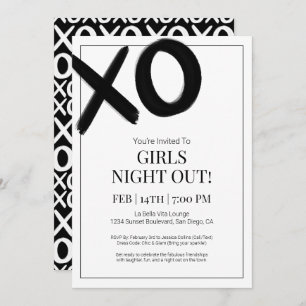 XOXO Girls Night Out Black Bestie Galentine Party Einladung