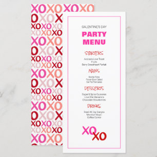 XOXO Girls Night Out Pink Galentine's Day Party Menükarte
