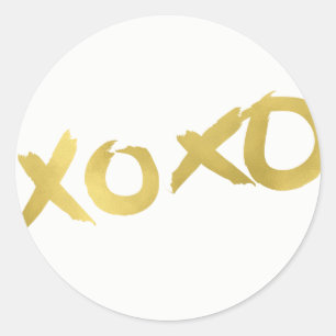 XOXO Glänzendes Gold Modern Faux Folie Glanz Gesch Runder Aufkleber