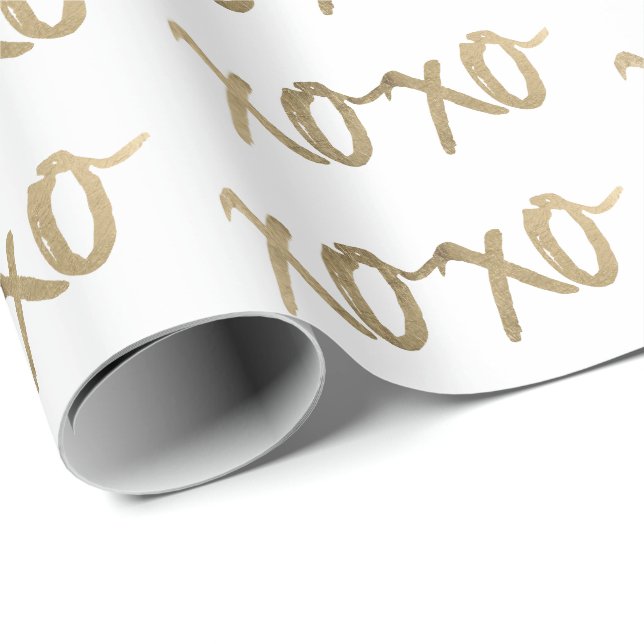 XOXO Gold Brushstoke Fashion Chic Geschenkpapier (Rolleneckpunkt)