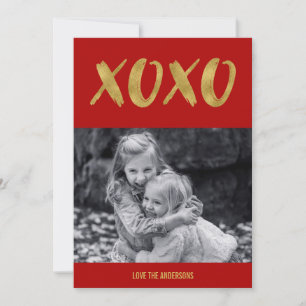 XOXO Gold Foil Valentine Day Foto Card gebürstet Feiertagskarte