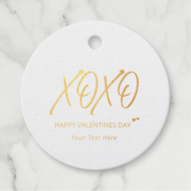 XOXO | Gold Hearts Happy Valentine's Day Foil Gesc Geschenkanhänger (Vorderseite)