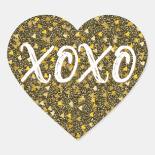 XOXO Golden Hearts Konfetti Glitter Herz-Aufkleber
