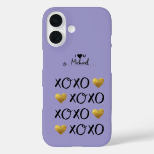 "XOXO" Goldene Herzen Frohen Valentinstag iPhone 16 Hülle