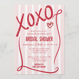 XOXO Hand Drawn Pink Bridal Shower Party Einladung