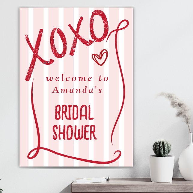 XOXO Hand Drawn Pink Bridal Shower Welcome Poster (Von Creator hochgeladen)