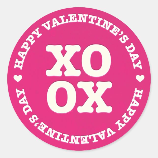 XOXO Happy Valentine's Day Aufkleber | Rosa (Vorderseite)