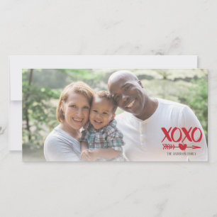 XOXO Heart Arrow Valentine's Day Foto Cards Feiertagskarte