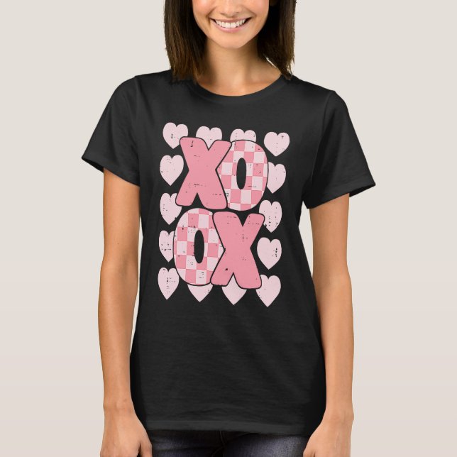 XOXO Heart Groovy Valentine's Day Couples Kids Gir T-Shirt (Vorderseite)