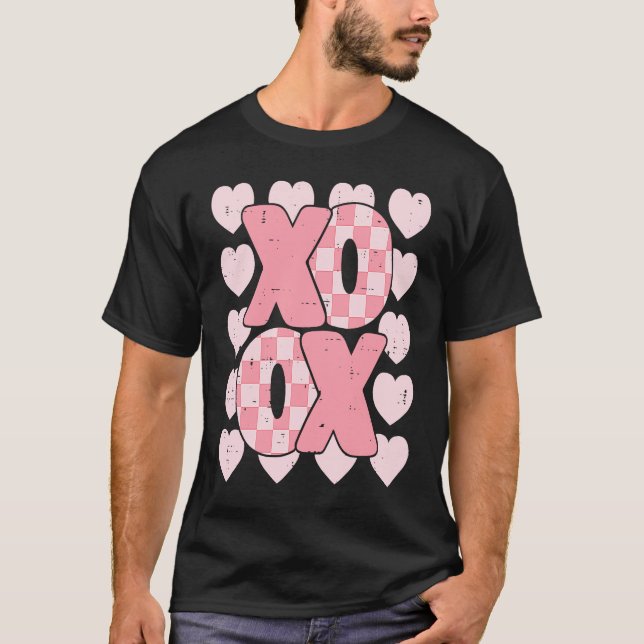 XOXO Heart Groovy Valentine's Day Couples Kids Gir T-Shirt (Vorderseite)