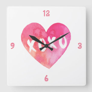 XoXo Heart Quadratische Wanduhr