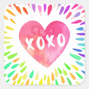 XoXo Heart Quadratischer Aufkleber